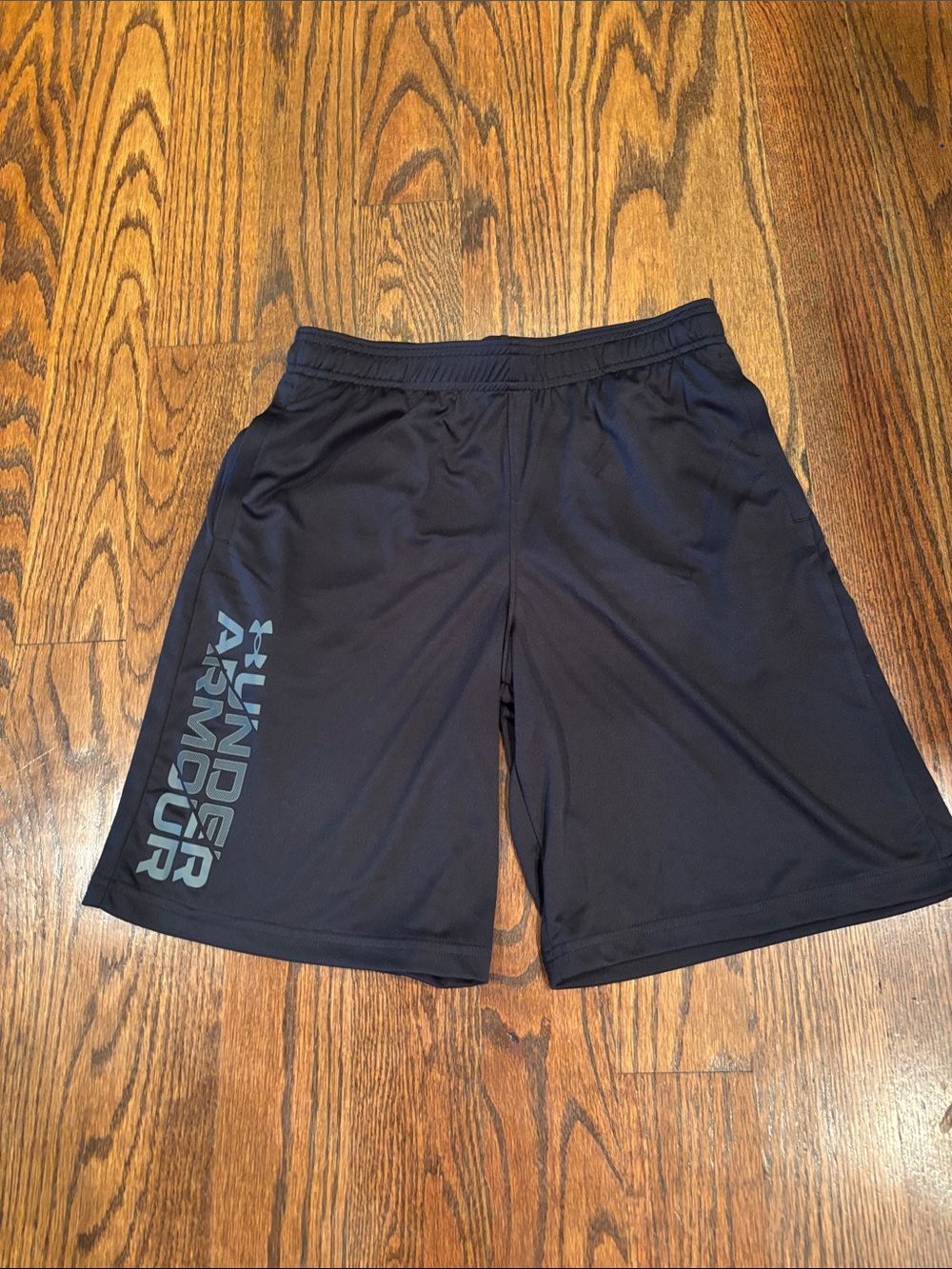Under Armour Boys Black Athletic Shorts with Side Logo